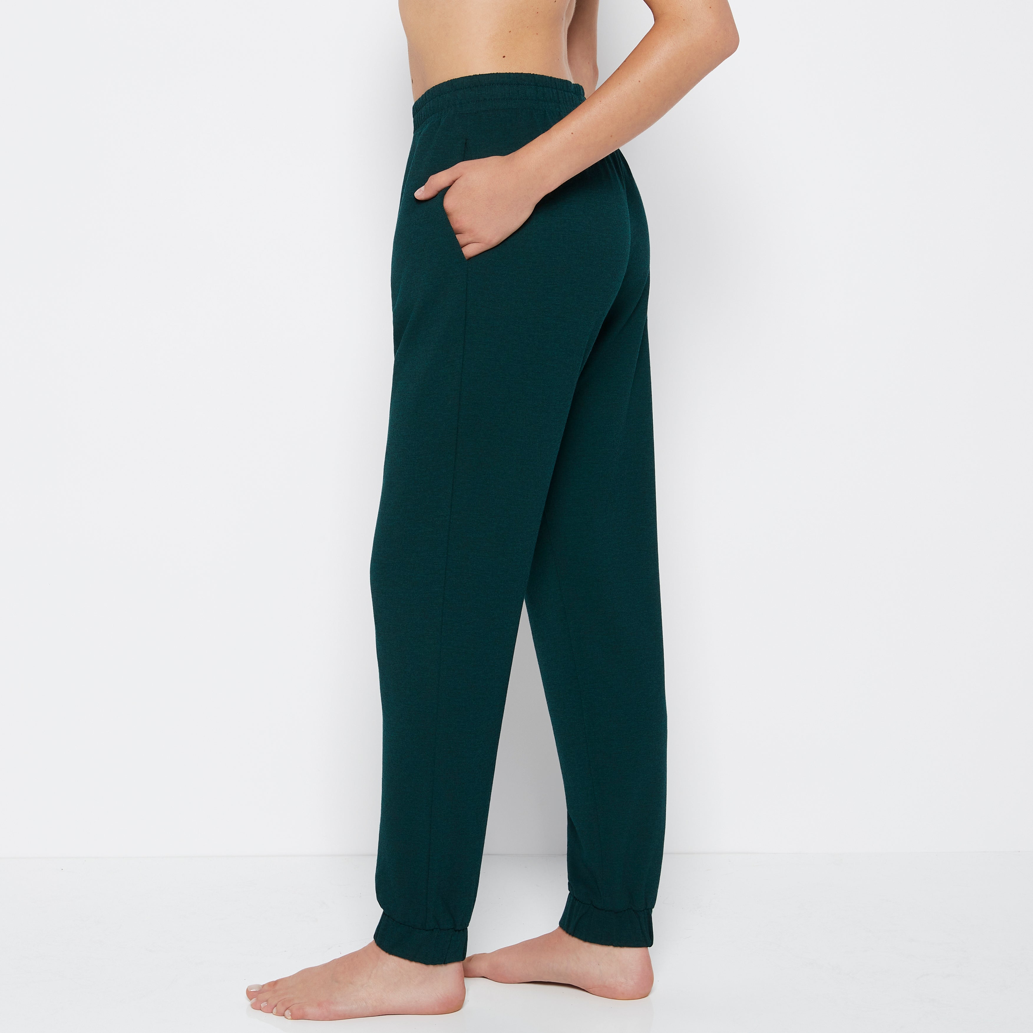 La Senza French Terry Sleep Pant in Emerald Green Heather