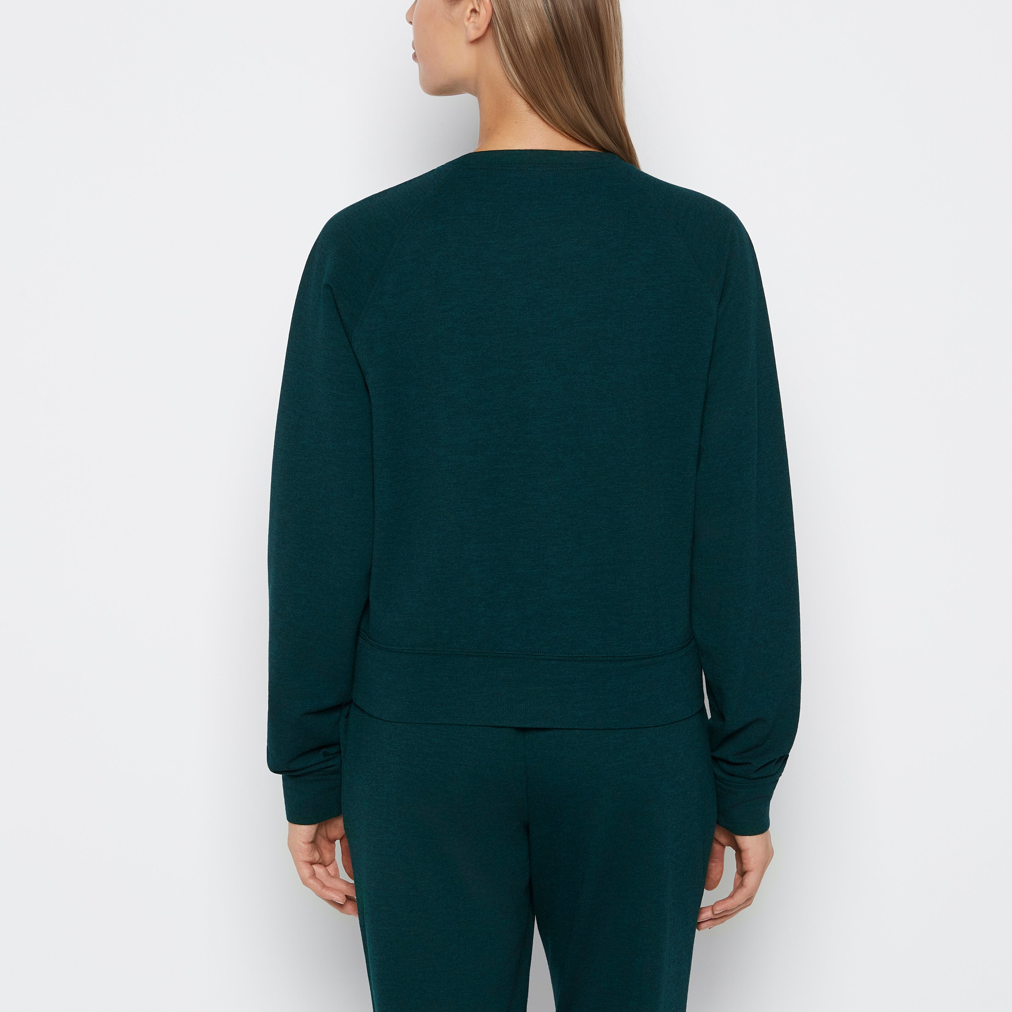 La Senza Haut de nuit en tissu éponge à col rond vert émeraude chiné