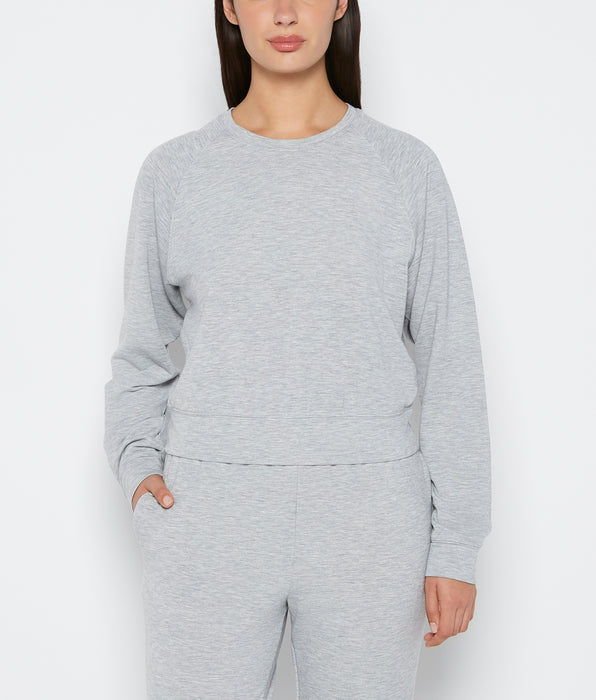 La Senza French Terry Crew Neck Sleep Top in Cool Gray Heather