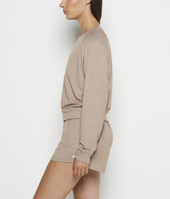 La Senza Haut de nuit ras du cou en molleton in Arbre décimé chiné