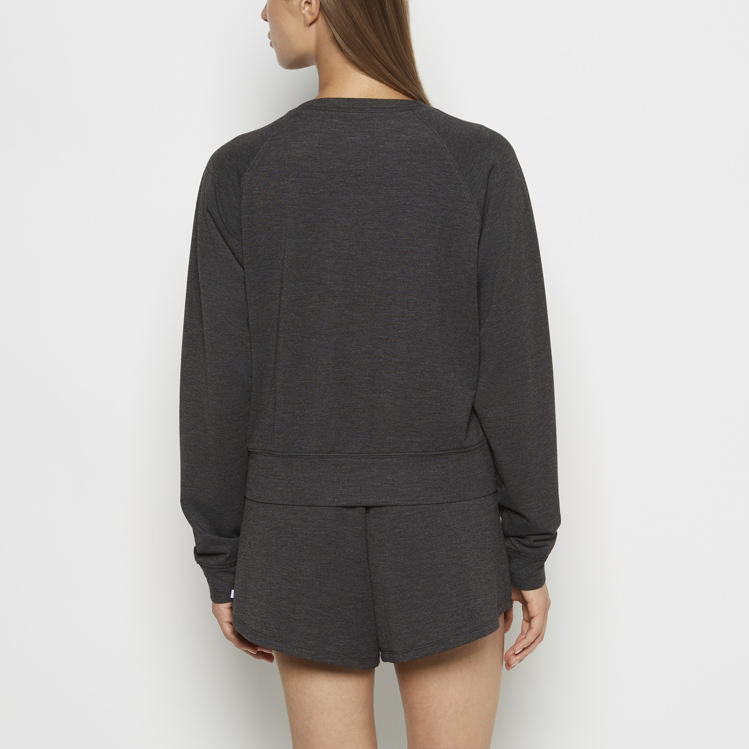 La Senza Haut de nuit ras du cou en molleton in Charbon chiné