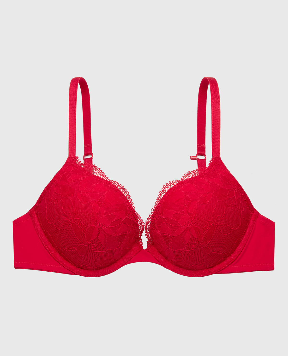 La Senza Séduisant soutien-gorge pigeonnant plongeant avec bonnets en dentelle cramoisi