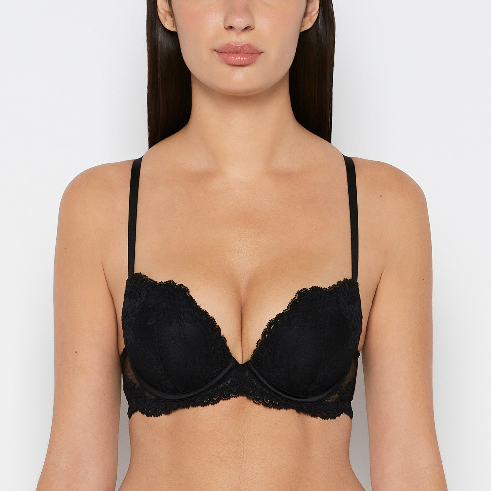 La Senza Push up Opulent Lace bra with lace cradle in Tuxedo Black