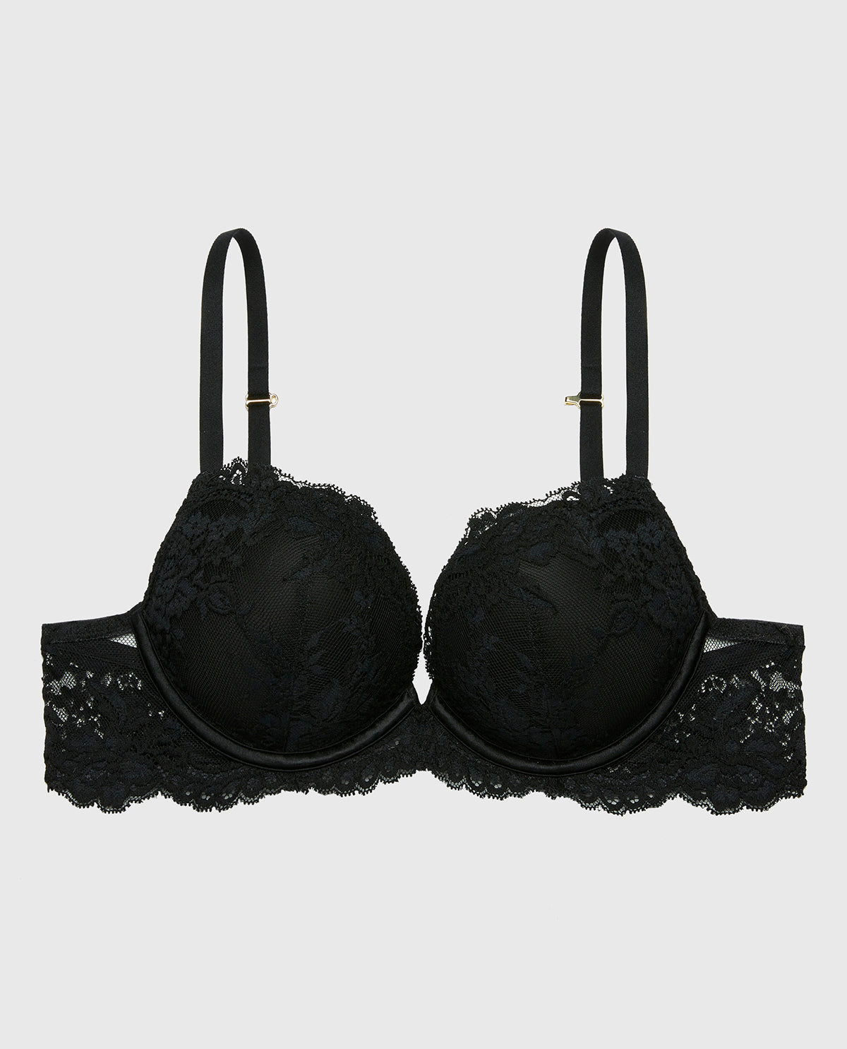 La Senza Push up Opulent Lace bra with lace cradle in Tuxedo Black