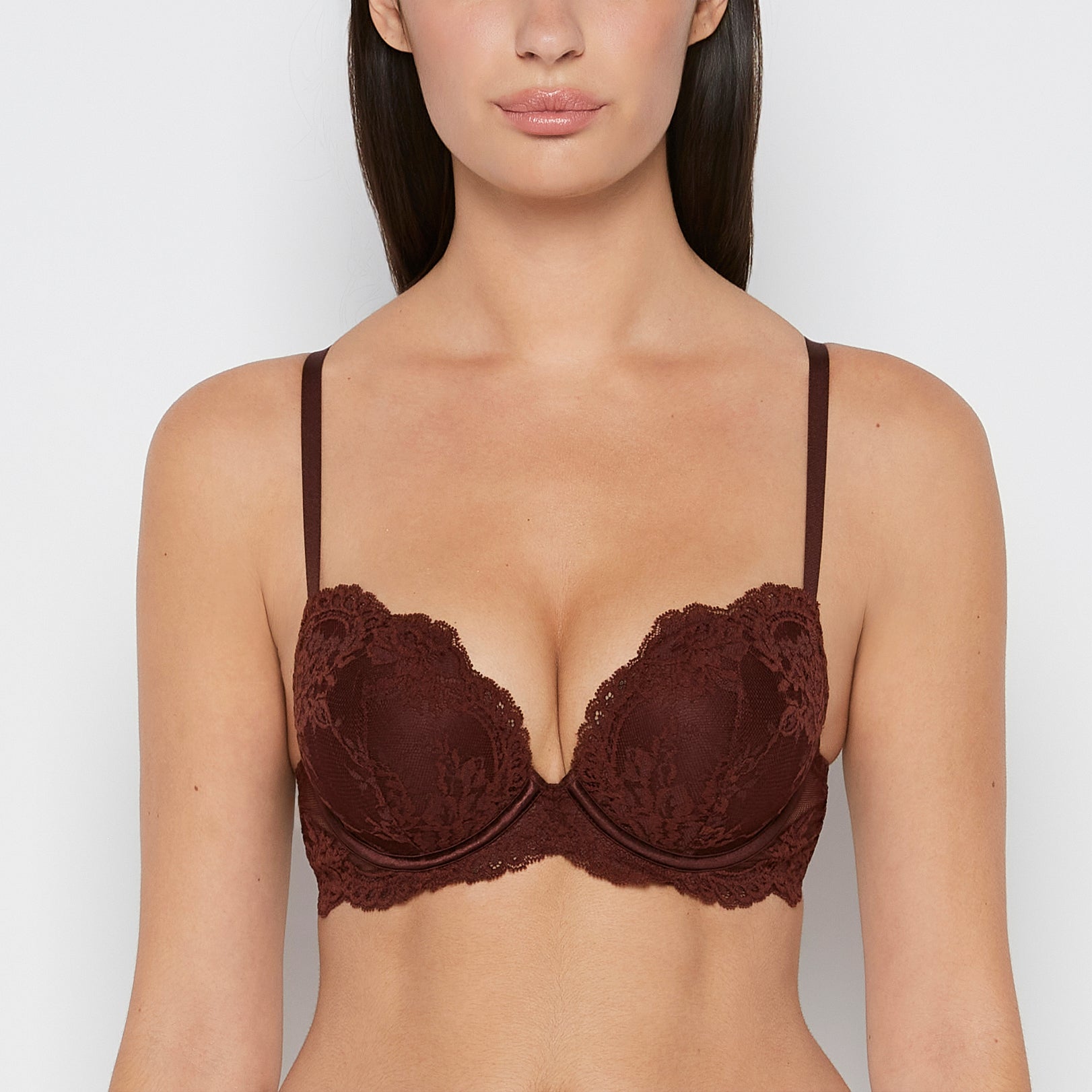 La Senza Push up Opulent Lace bra with lace cradle in Bitter Chocolate