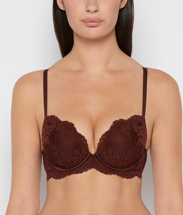 La Senza Push up Opulent Lace bra with lace cradle in Bitter Chocolate