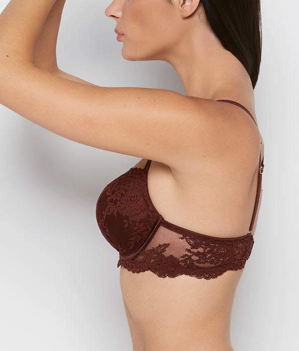 La Senza Push up Opulent Lace bra with lace cradle in Bitter Chocolate