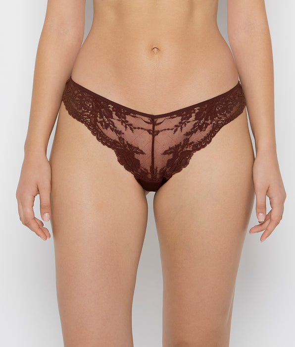 La Senza Diva Cheeky V-Waist Lace Panty in Bitter Chocolate