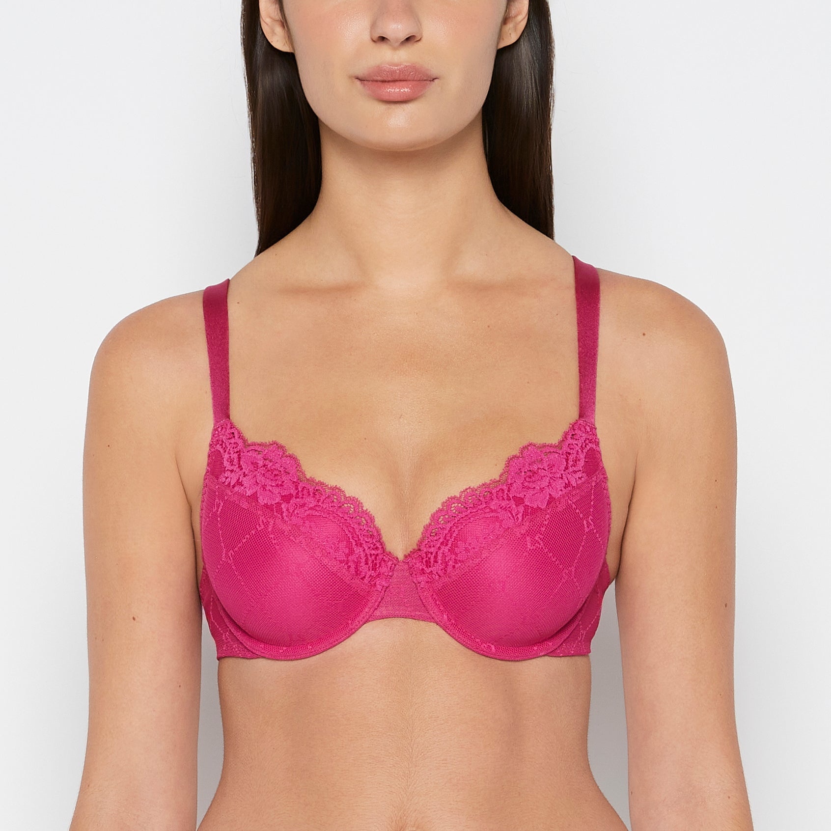 La Senza Lightly Lined Mesh Perfect Coverage Bra in Fuchsia Red
