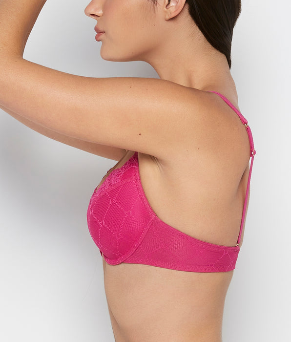 La Senza Lightly Lined Mesh Perfect Coverage Bra in Fuchsia Red