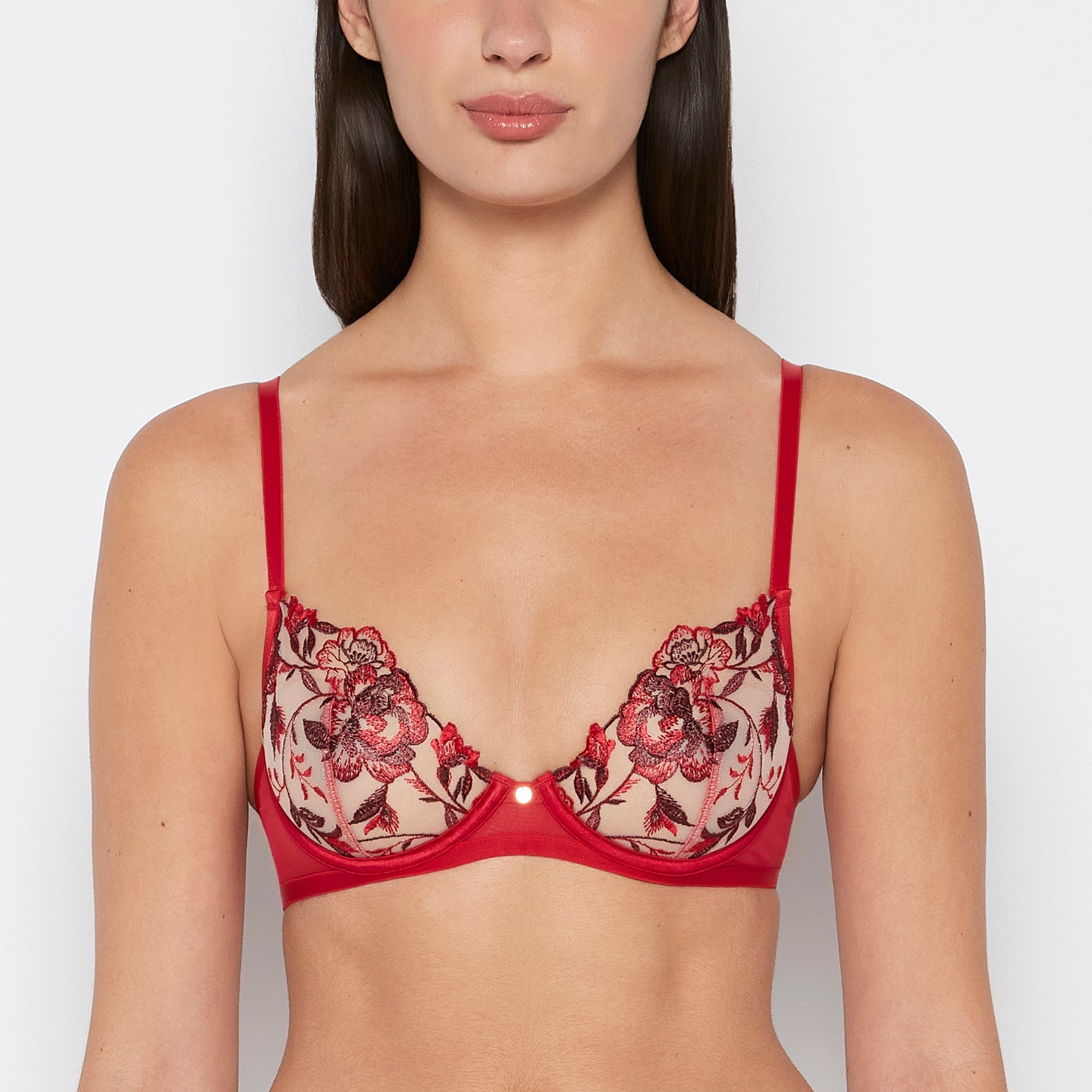 La Senza Unlined Demi Bra in Evening Blush with Crimson and Russian Ruby