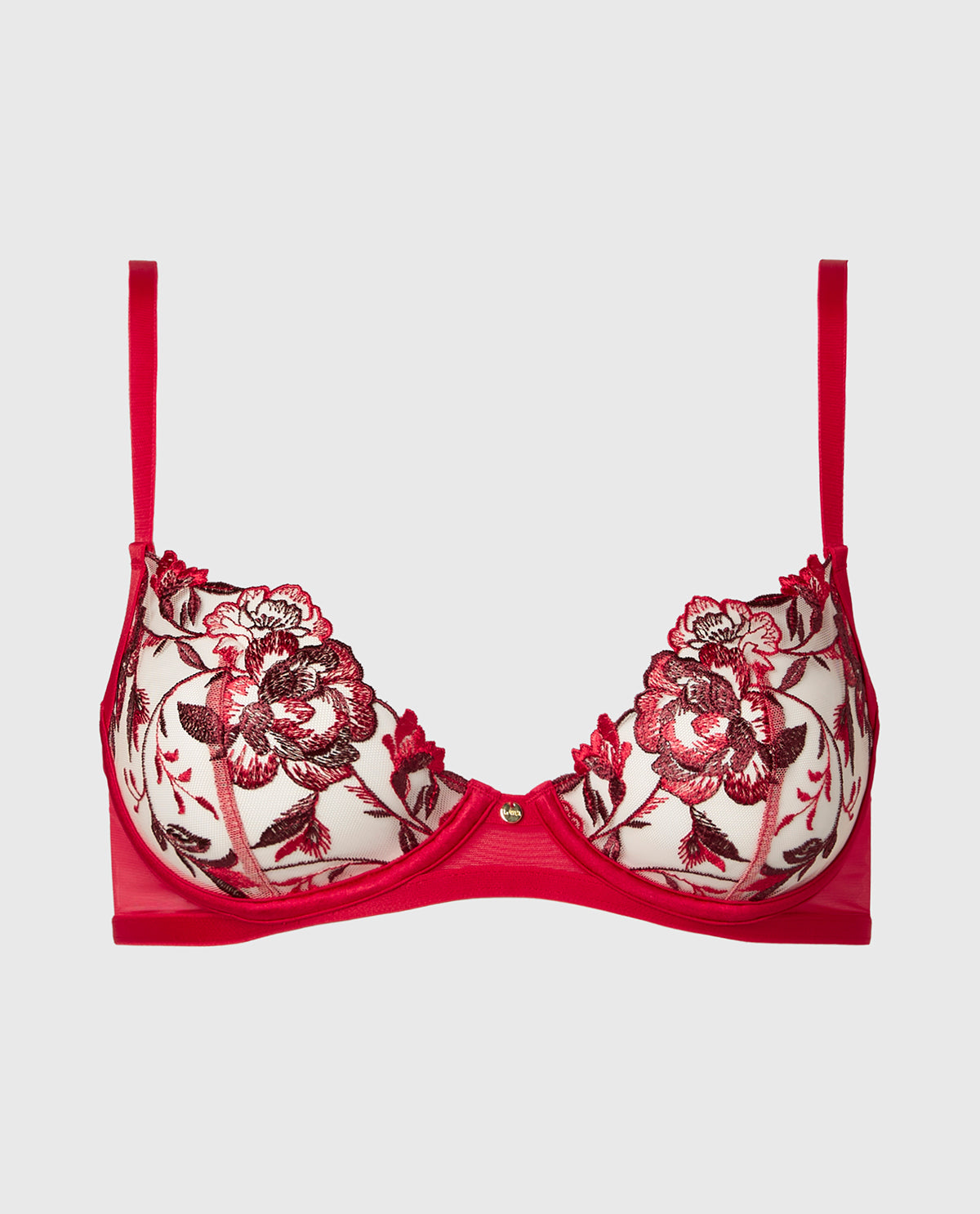 La Senza Unlined Demi Bra in Evening Blush with Crimson and Russian Ruby