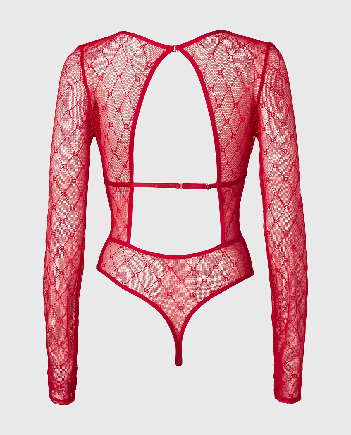 La Senza Long Sleeve Mesh Bodysuit in Crimson