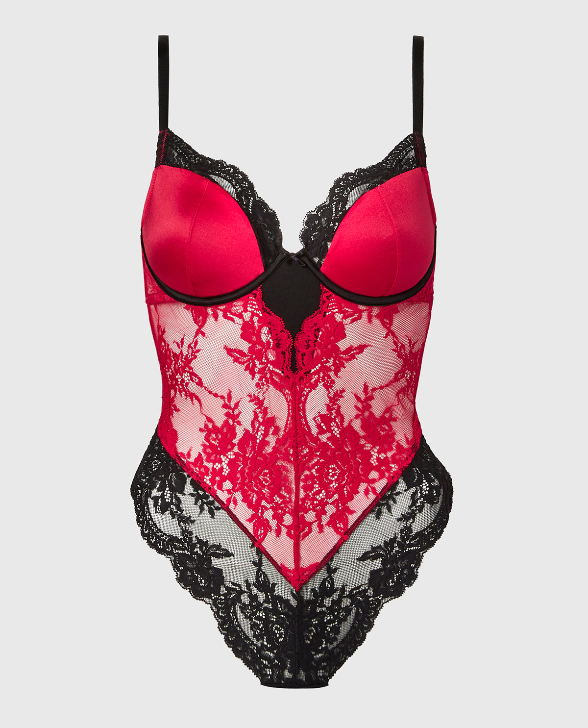 La Senza Demi Opulent Lace Bodysuit in Crimson