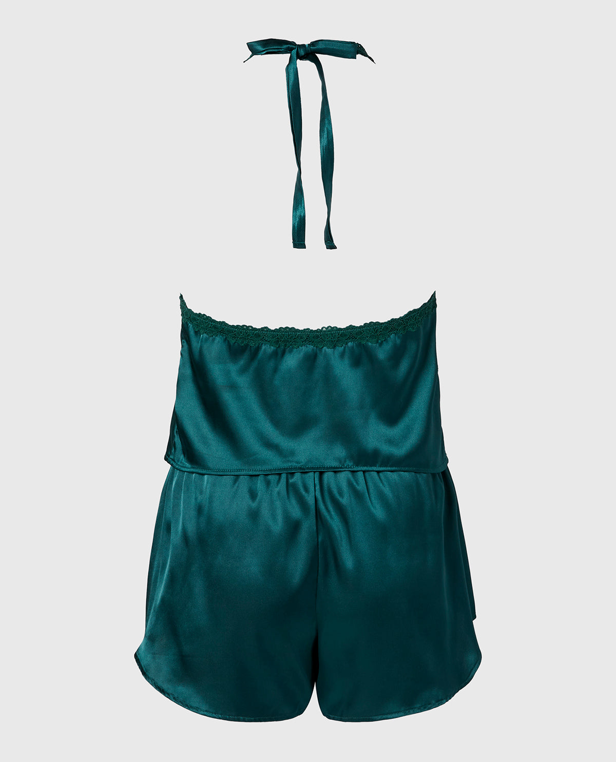 La Senza Ensemble pyjama en satin avec superbe bordure en dentelle vert émeraude