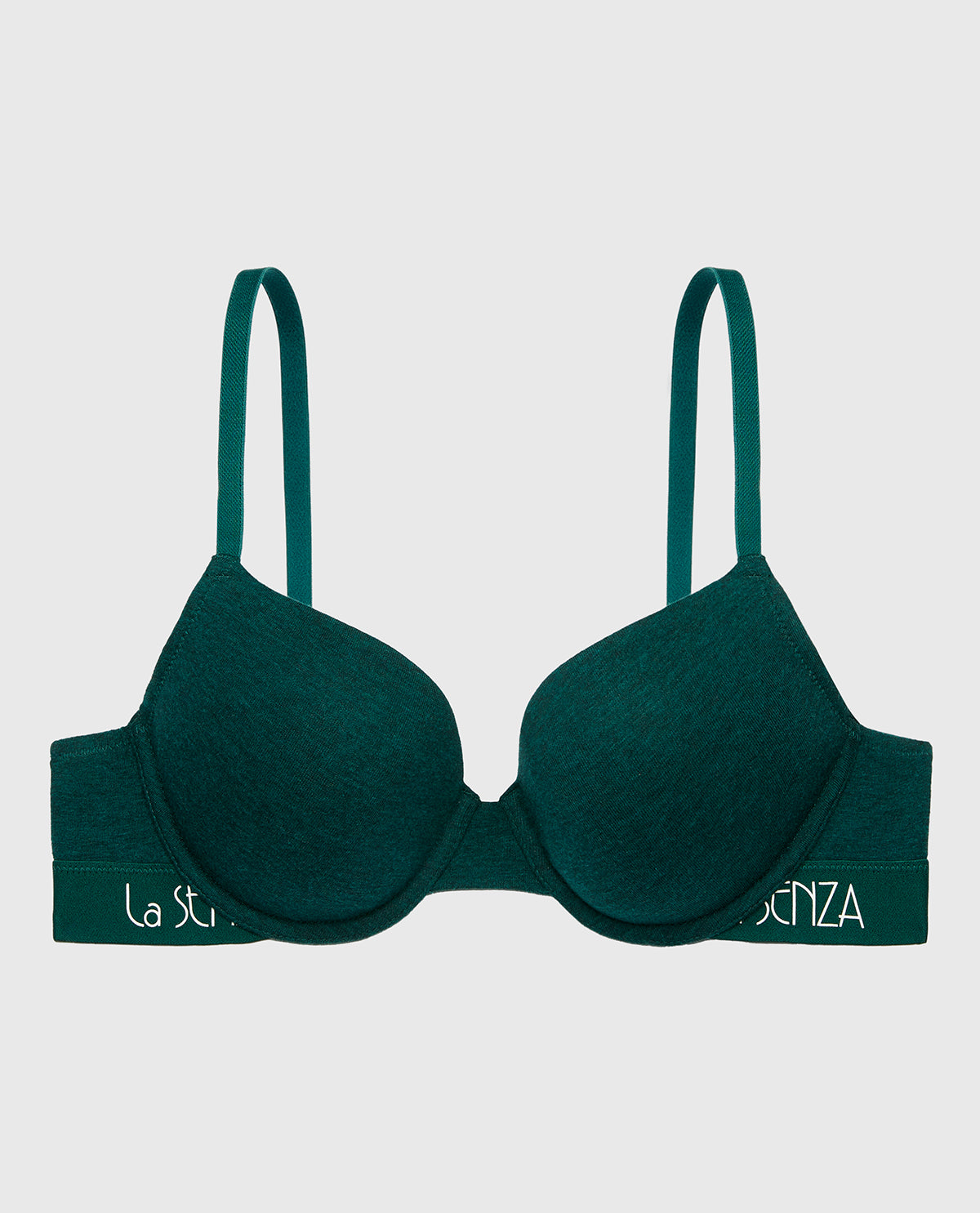 La Senza Lightly Lined demi bra with art deco logo in Emerald Green Heather