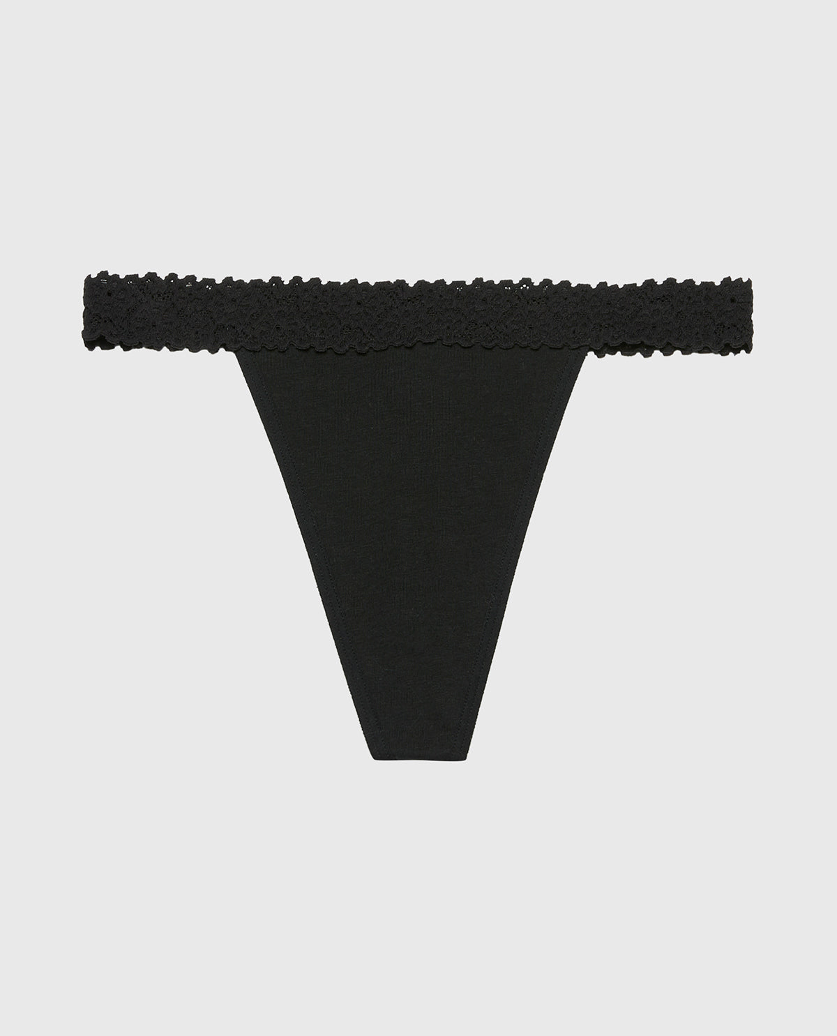 La Senza Thong Panty with Cozy Trim in Tuxedo Black
