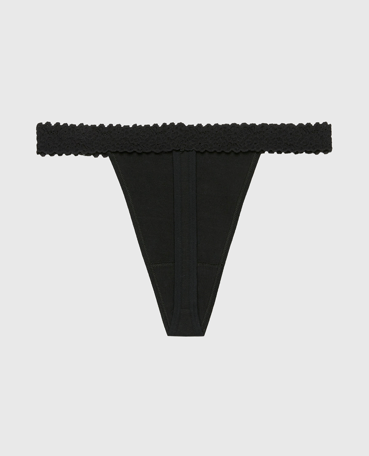 La Senza Thong Panty with Cozy Trim in Tuxedo Black