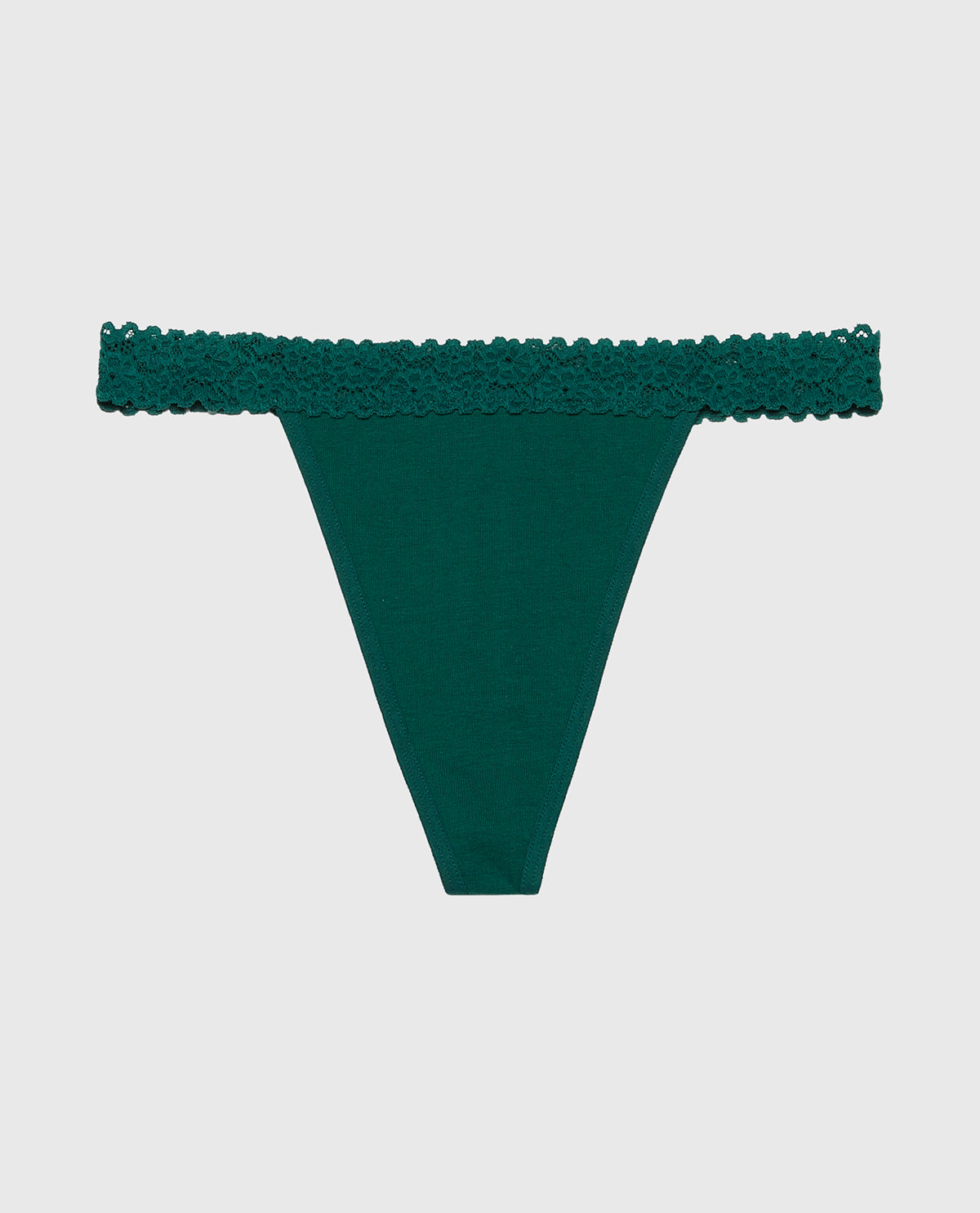 La Senza Thong Panty with Cozy Trim in Emerald Green