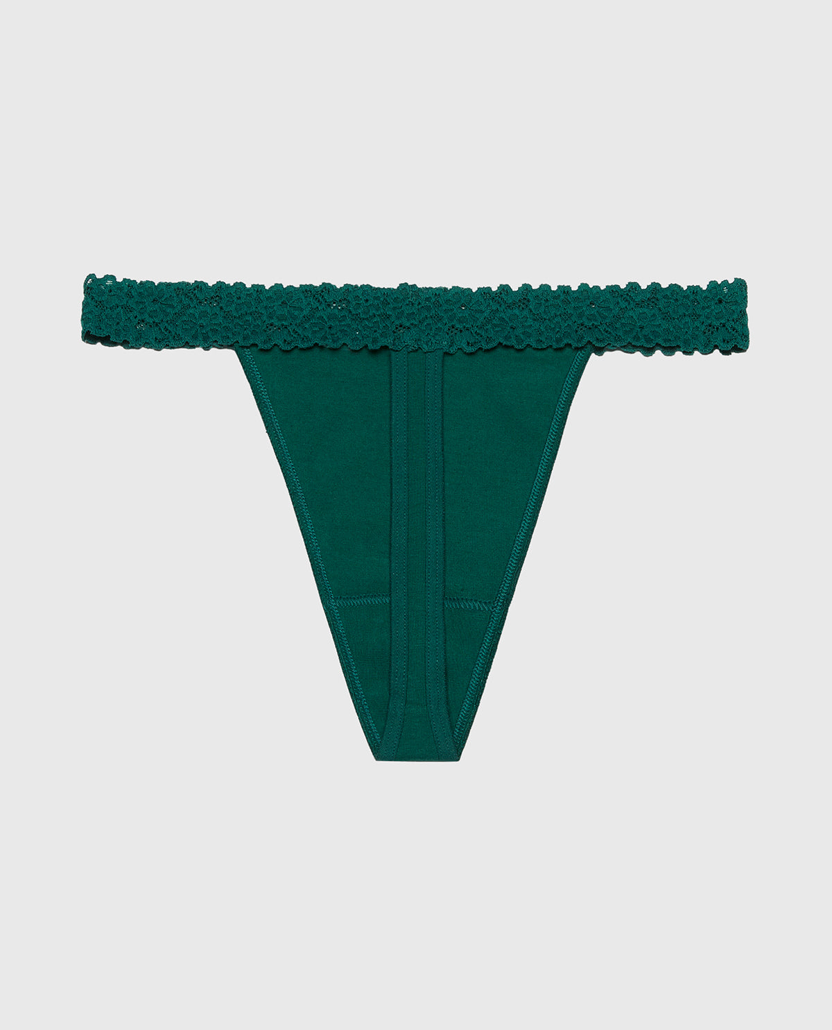 La Senza Thong Panty with Cozy Trim in Emerald Green