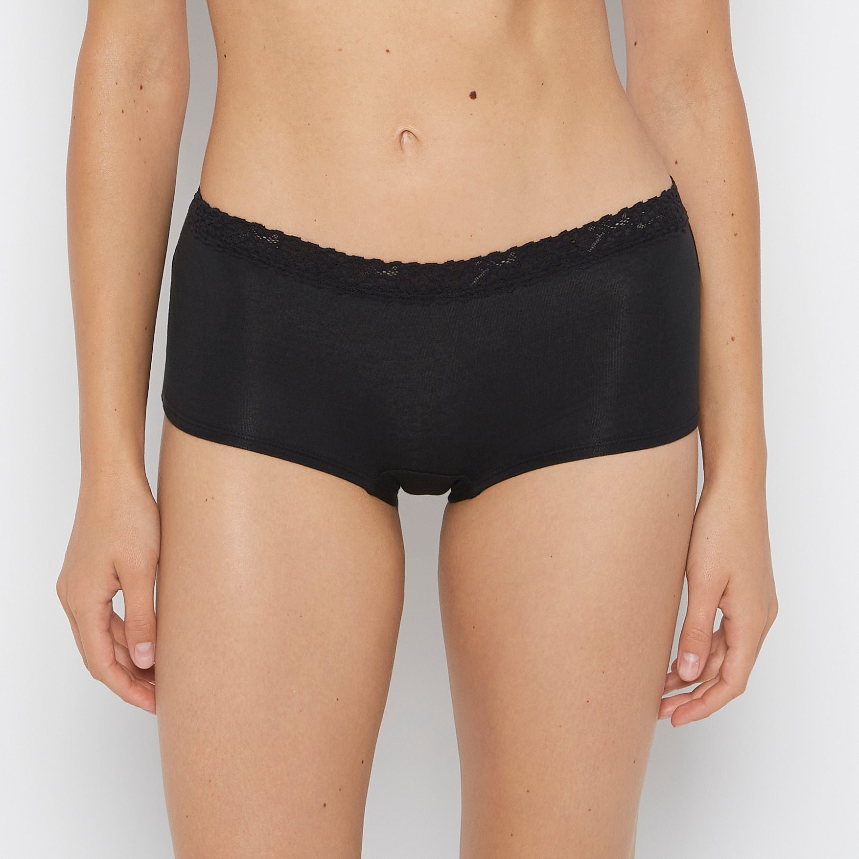 La Senza Boyshort Pantie with Cozy Trim in Tuxedo Black