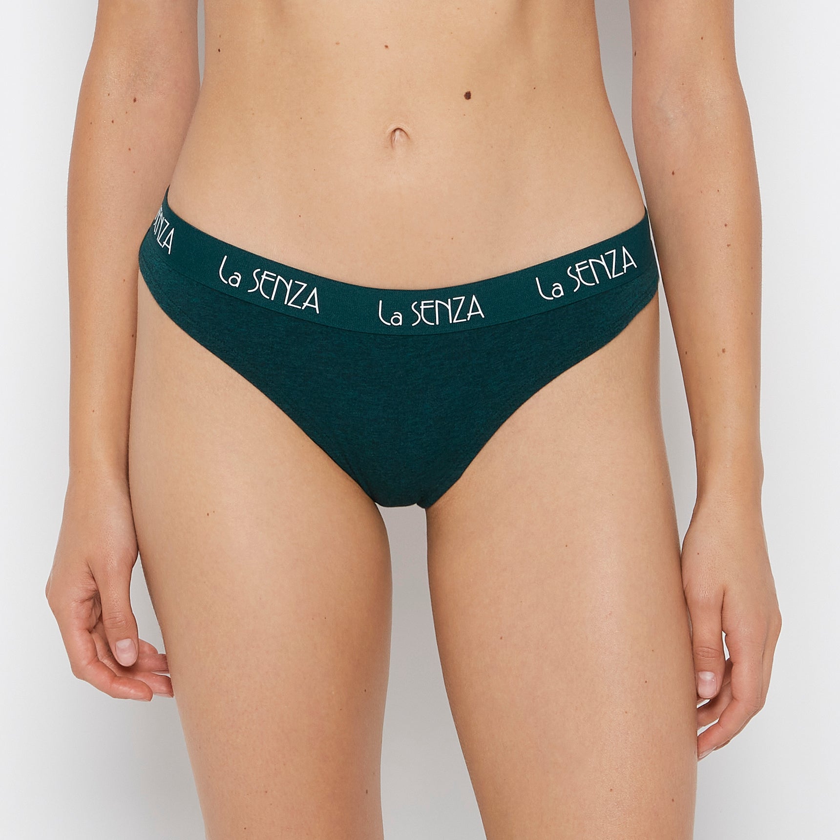 La Senza Thong Panty with Art Deco Logo in Emerald Green Heather