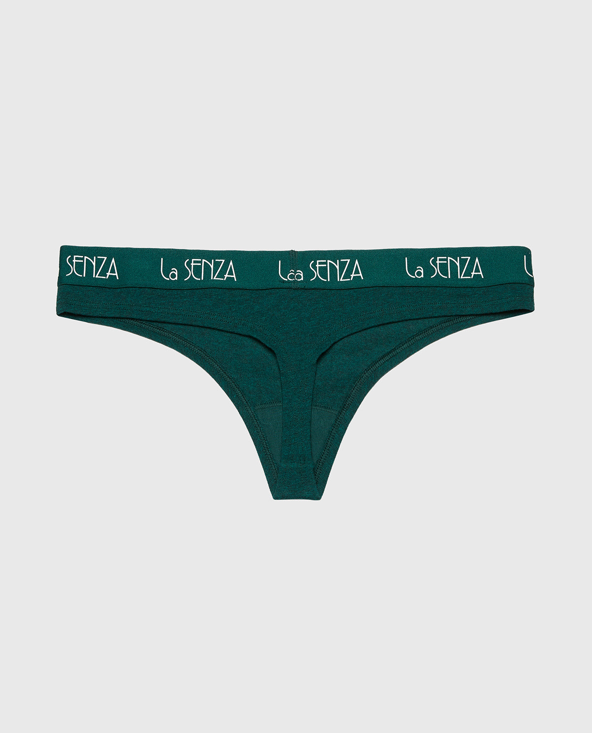 La Senza Thong Panty with Art Deco Logo in Emerald Green Heather