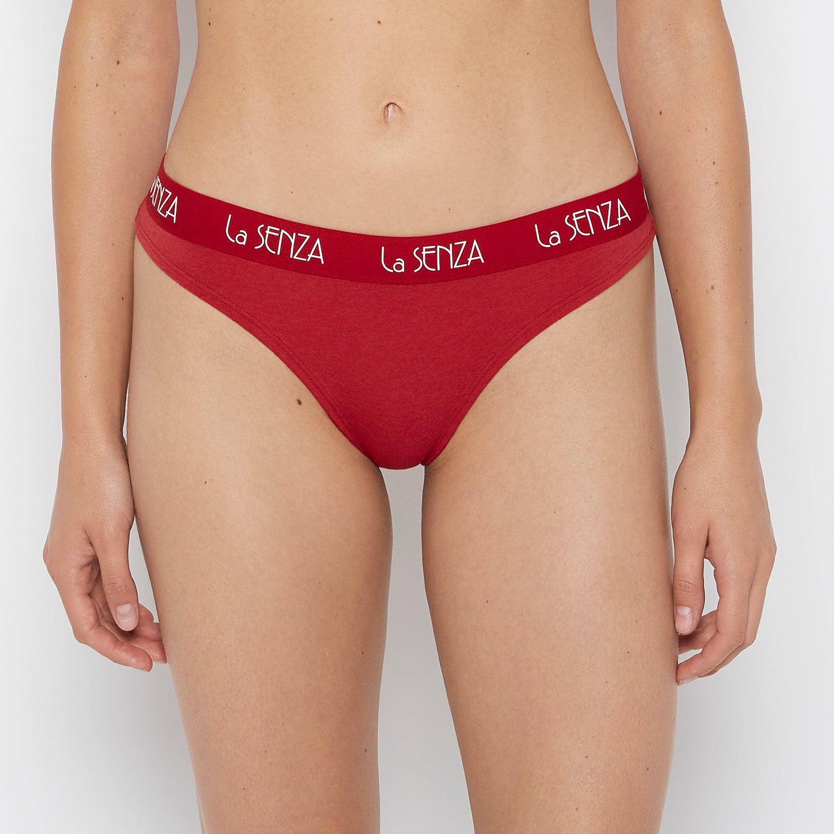 La Senza Thong Panty with Art Deco Logo in Crimson Heather
