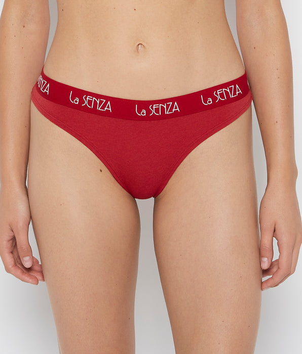 La Senza Thong Panty with Art Deco Logo in Crimson Heather