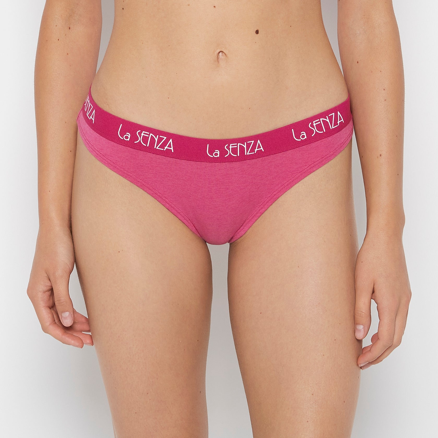 La Senza Thong Panty with Art Deco Logo in Fuchsia Red Heather