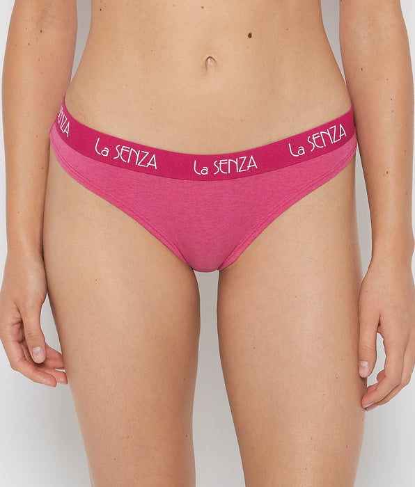 La Senza Thong Panty with Art Deco Logo in Fuchsia Red Heather