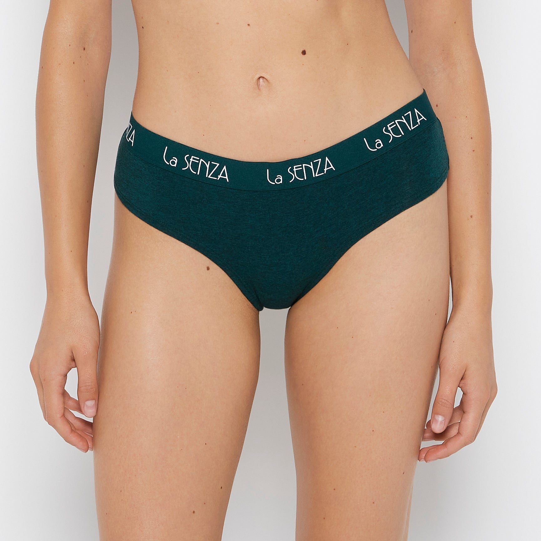 La Senza Art Deco Logo Hipster Panty in Emerald Green Heather