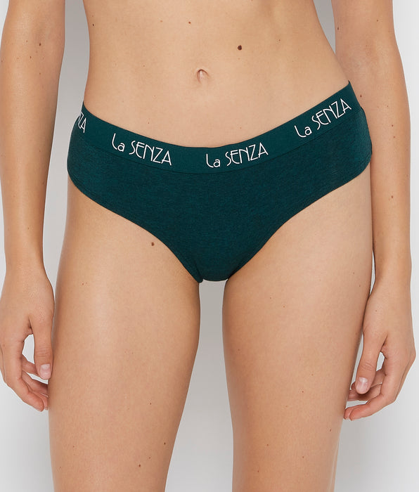 La Senza Art Deco Logo Hipster Panty in Emerald Green Heather