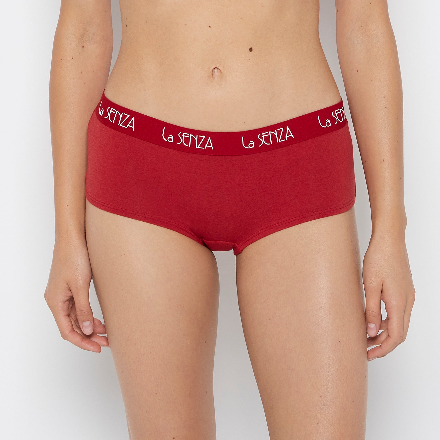La Senza Boyshort Panty with Art Deco Logo in Crimson Heather