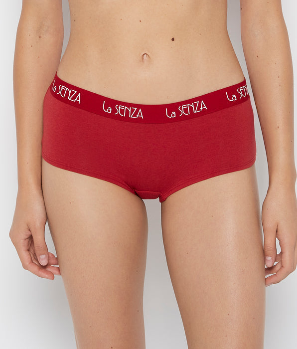 La Senza Boyshort Panty with Art Deco Logo in Crimson Heather