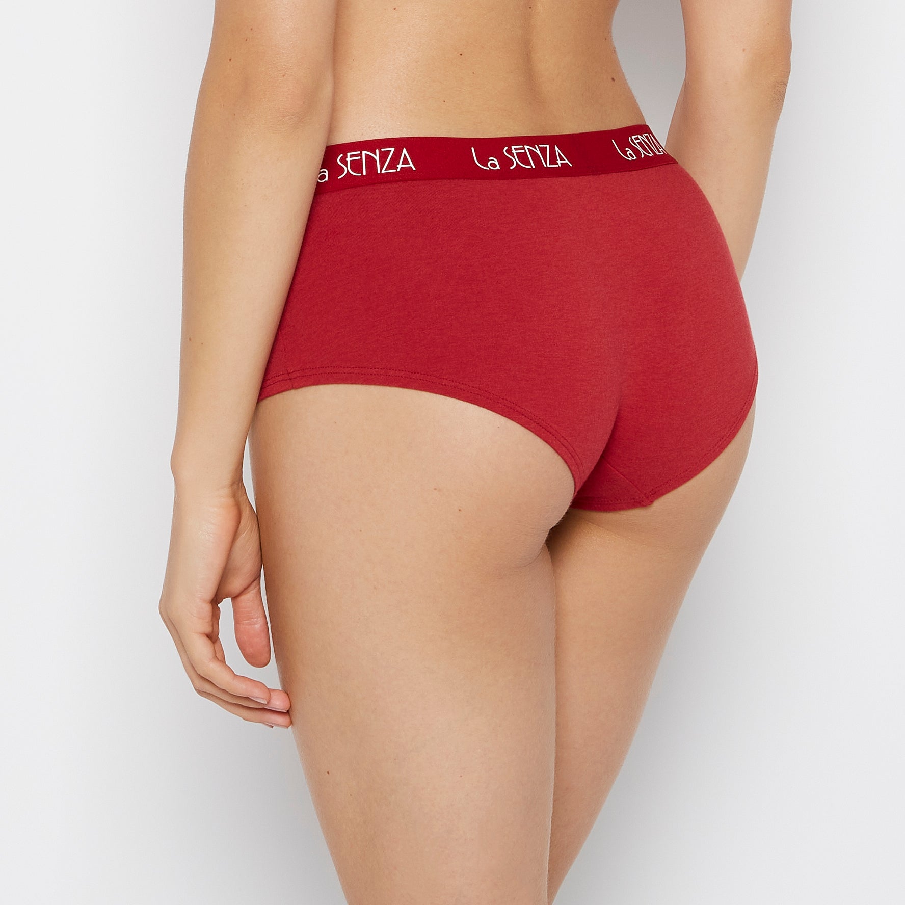 La Senza Boyshort Panty with Art Deco Logo in Crimson Heather