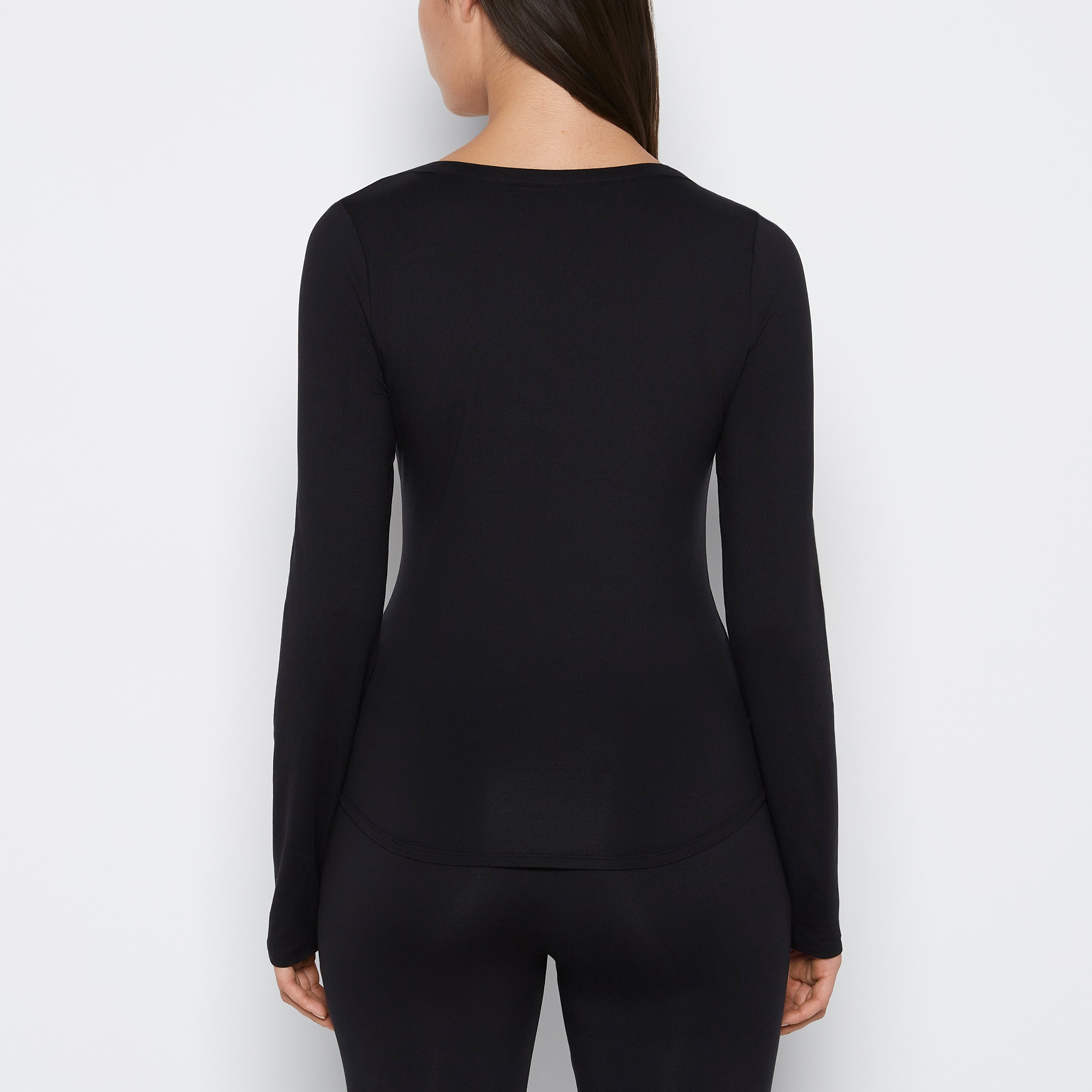 La Senza Haut à manches longues en jersey brossé à encolure en V smoking noir