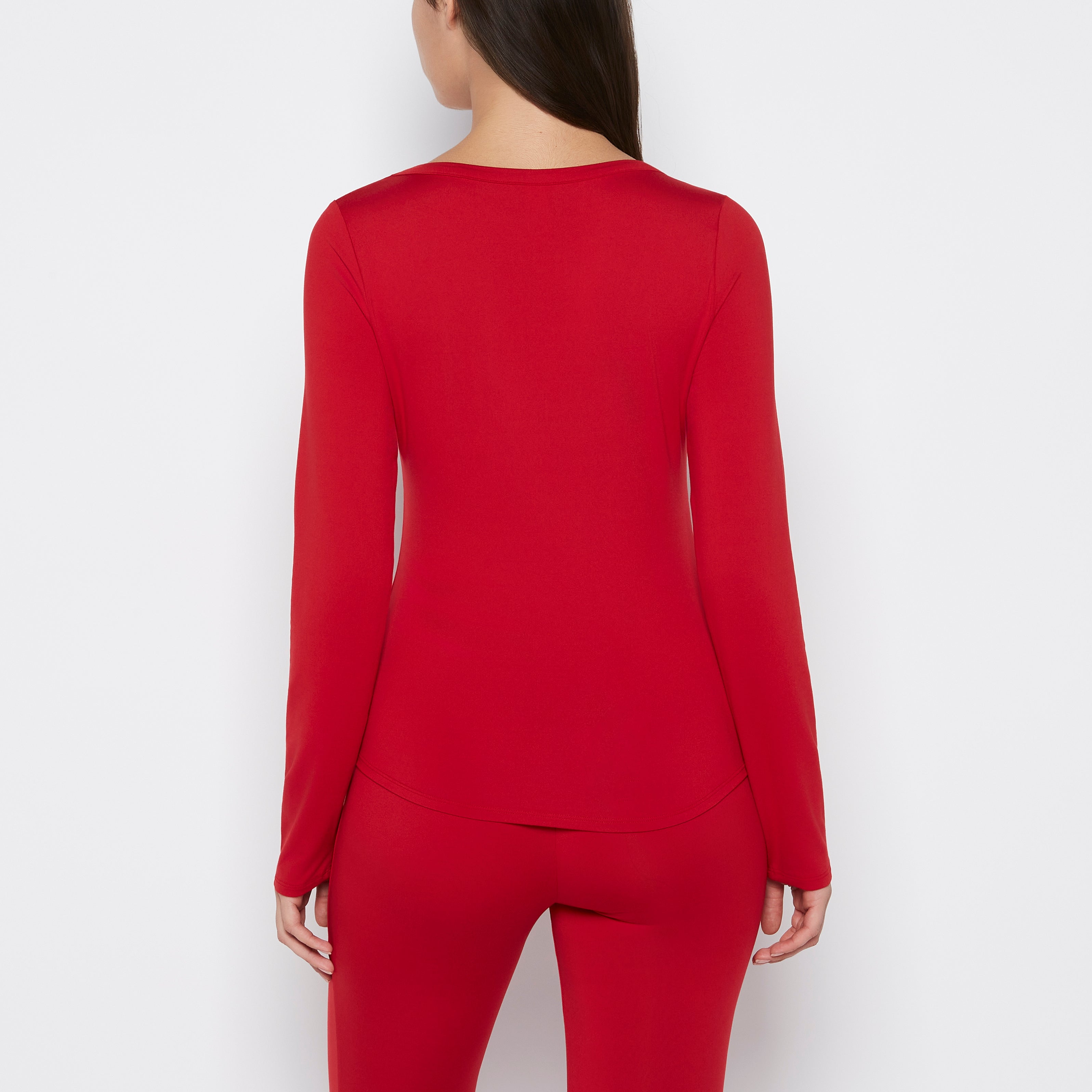 La Senza Long sleeve brushed jersey v-Neck top in Crimson
