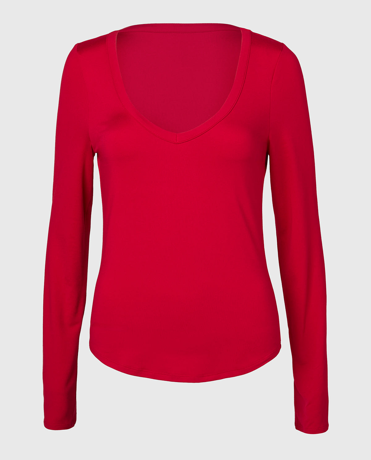 La Senza Long sleeve brushed jersey v-Neck top in Crimson