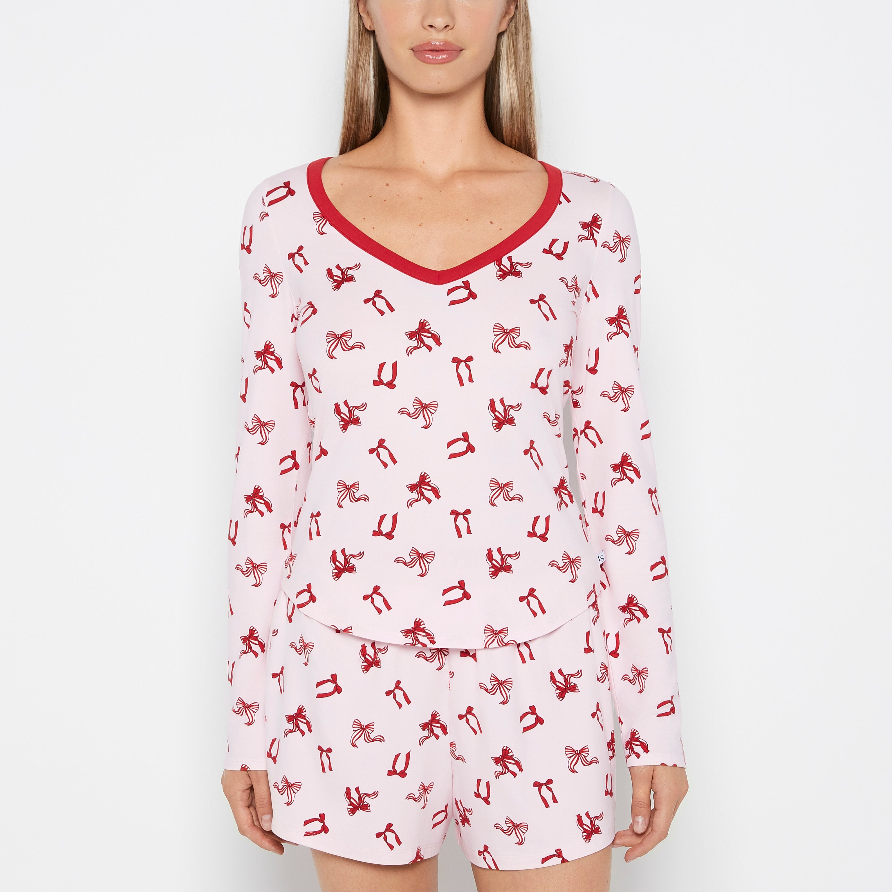 La Senza Haut à manches longues en jersey brossé à encolure en V grosses boucles douces