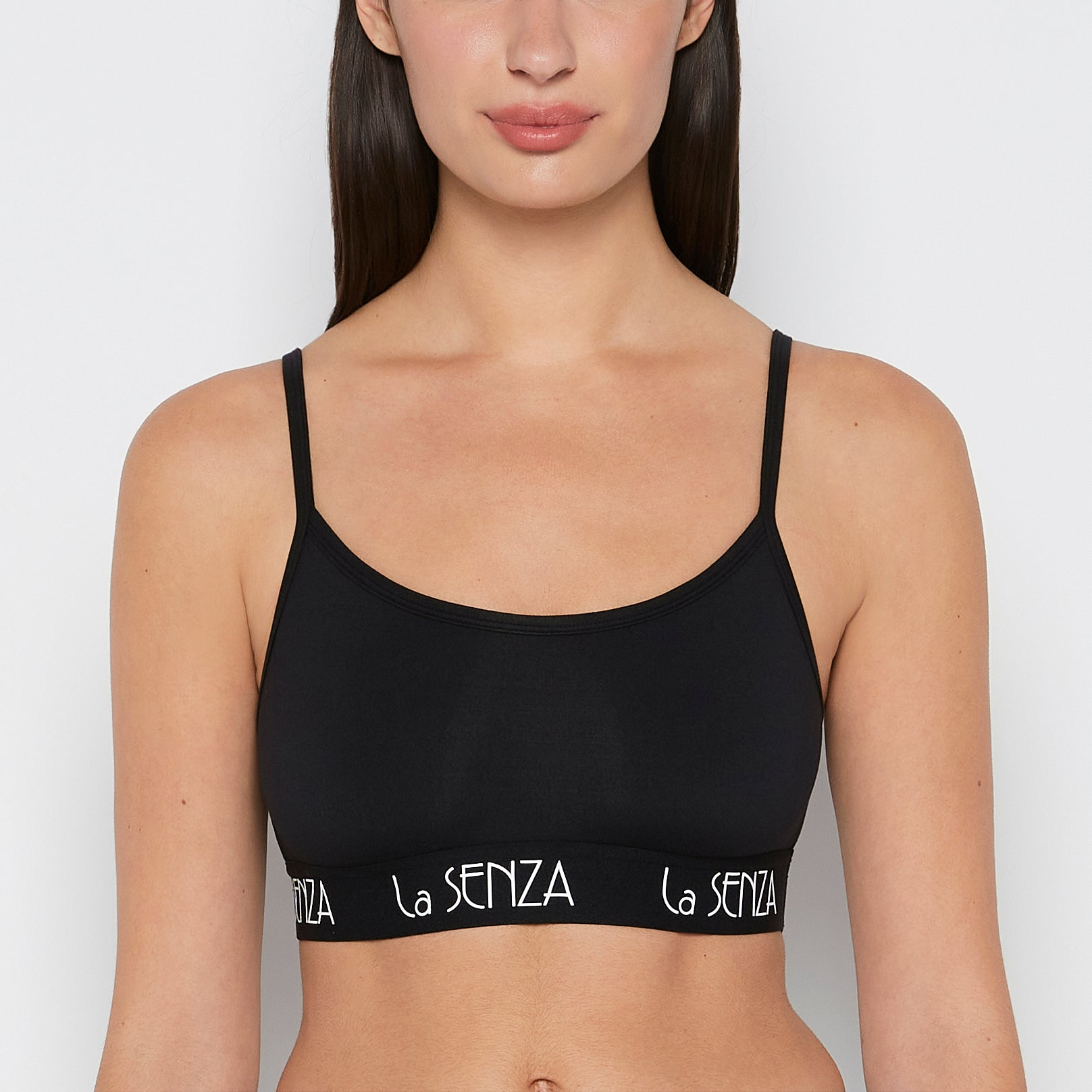 La Senza Scoop Bralette with Art Deco Band in Tuxedo Black