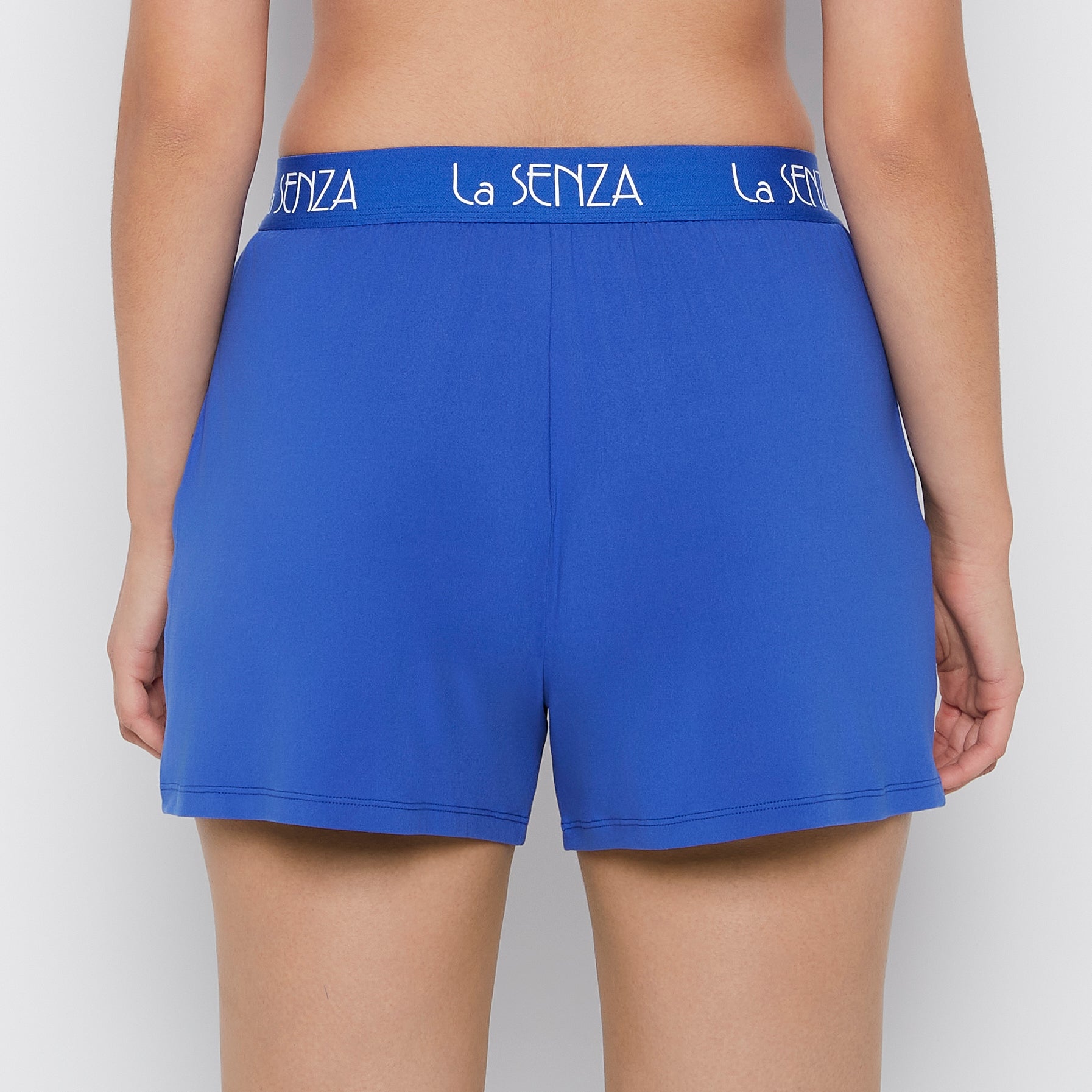 La Senza Brush Jersey Shorts with art deco logo in Dazzling Blue