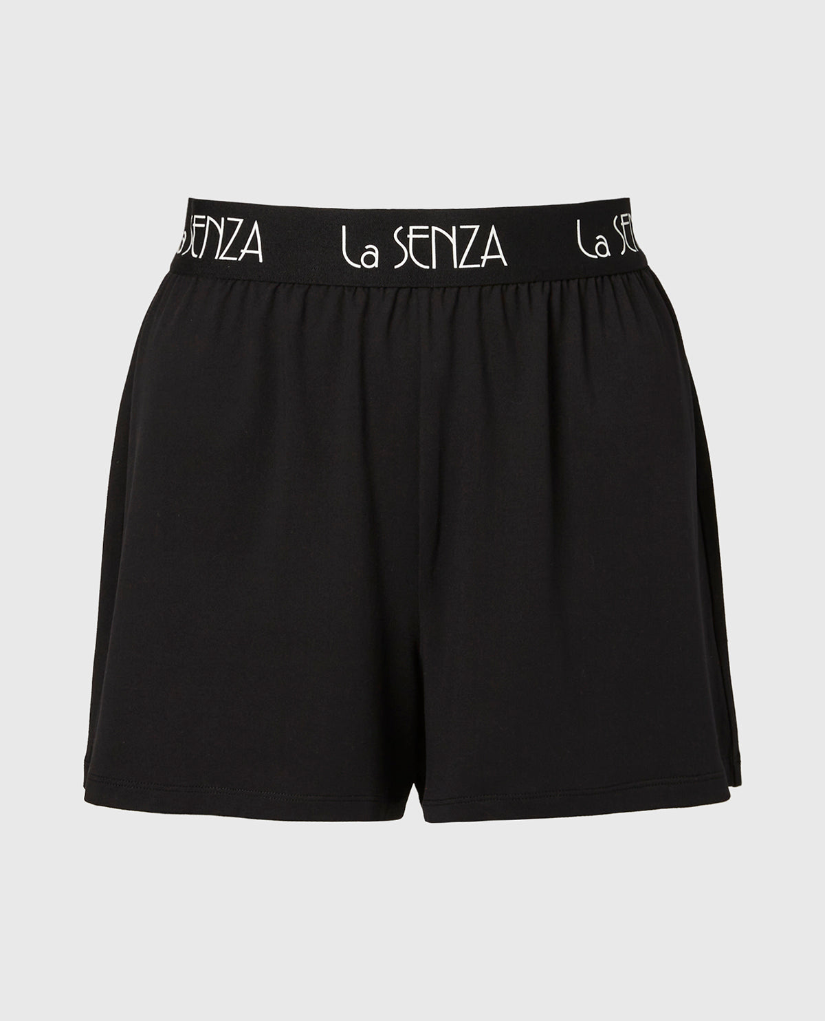 La Senza Brush Jersey Shorts with art deco logo in Tuxedo Black