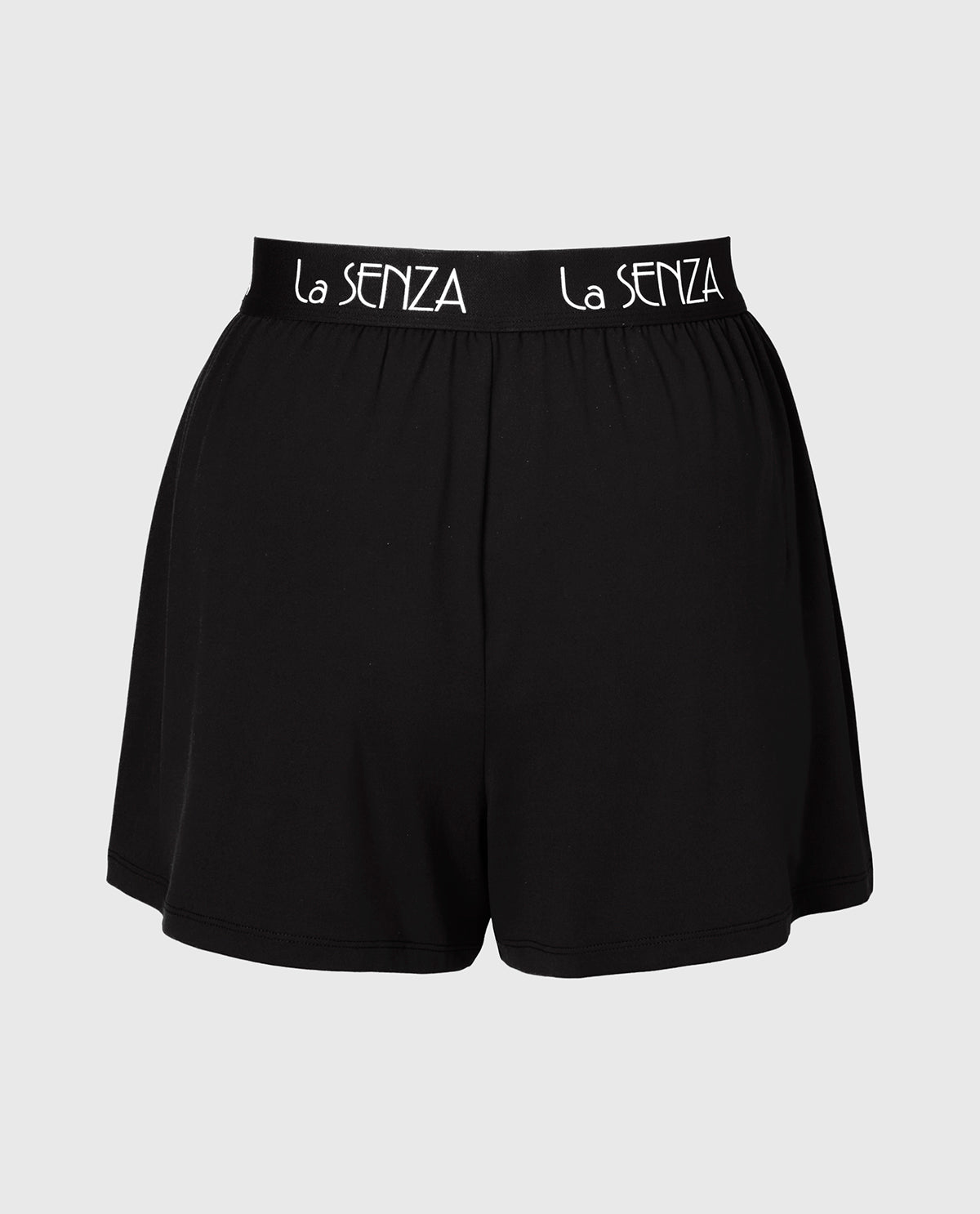 La Senza Brush Jersey Shorts with art deco logo in Tuxedo Black