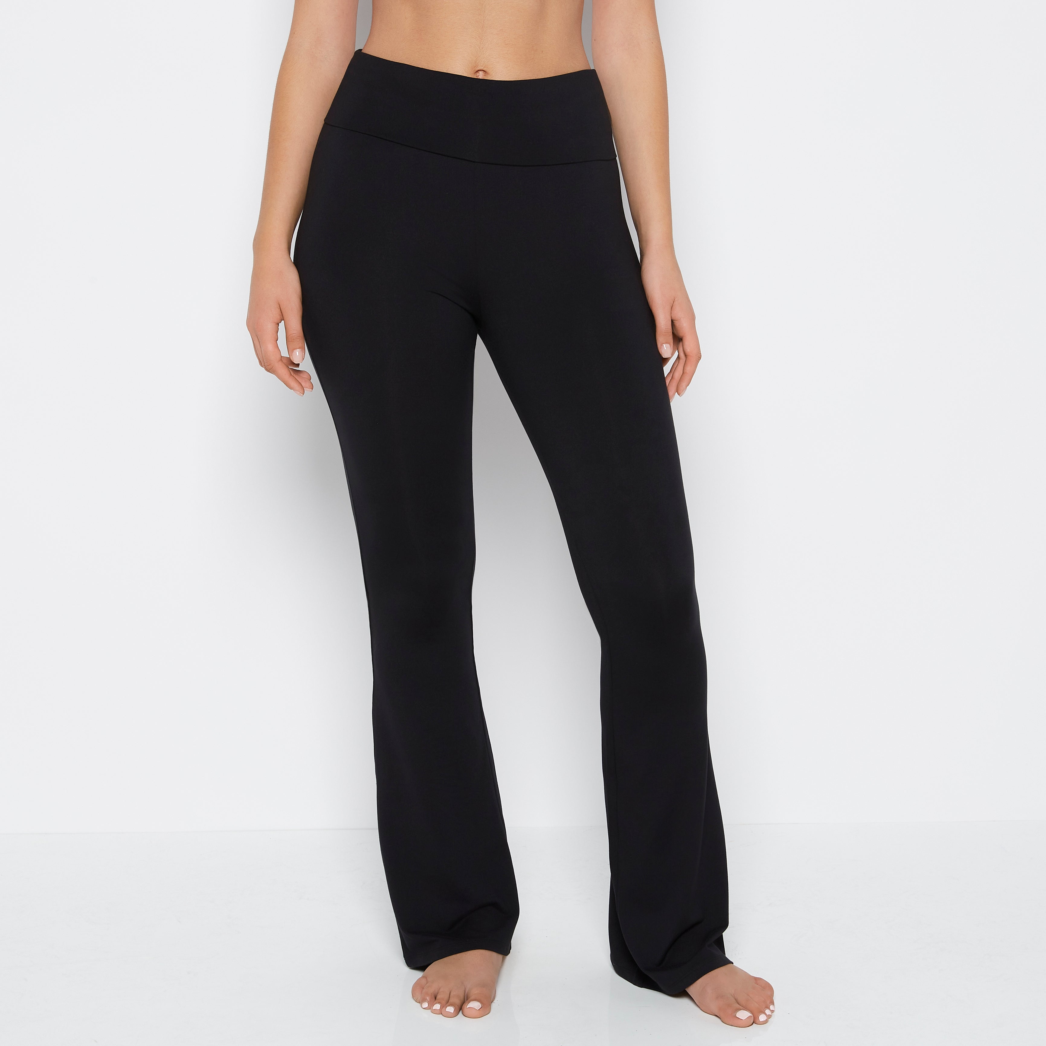 La Senza Brushed Jersey Fold over flare leg pant in Tuxedo Black