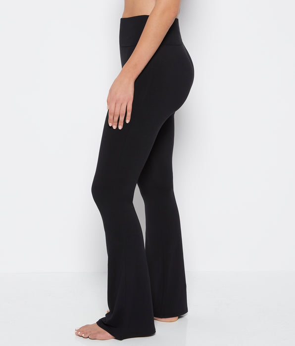 La Senza Brushed Jersey Fold over flare leg pant in Tuxedo Black