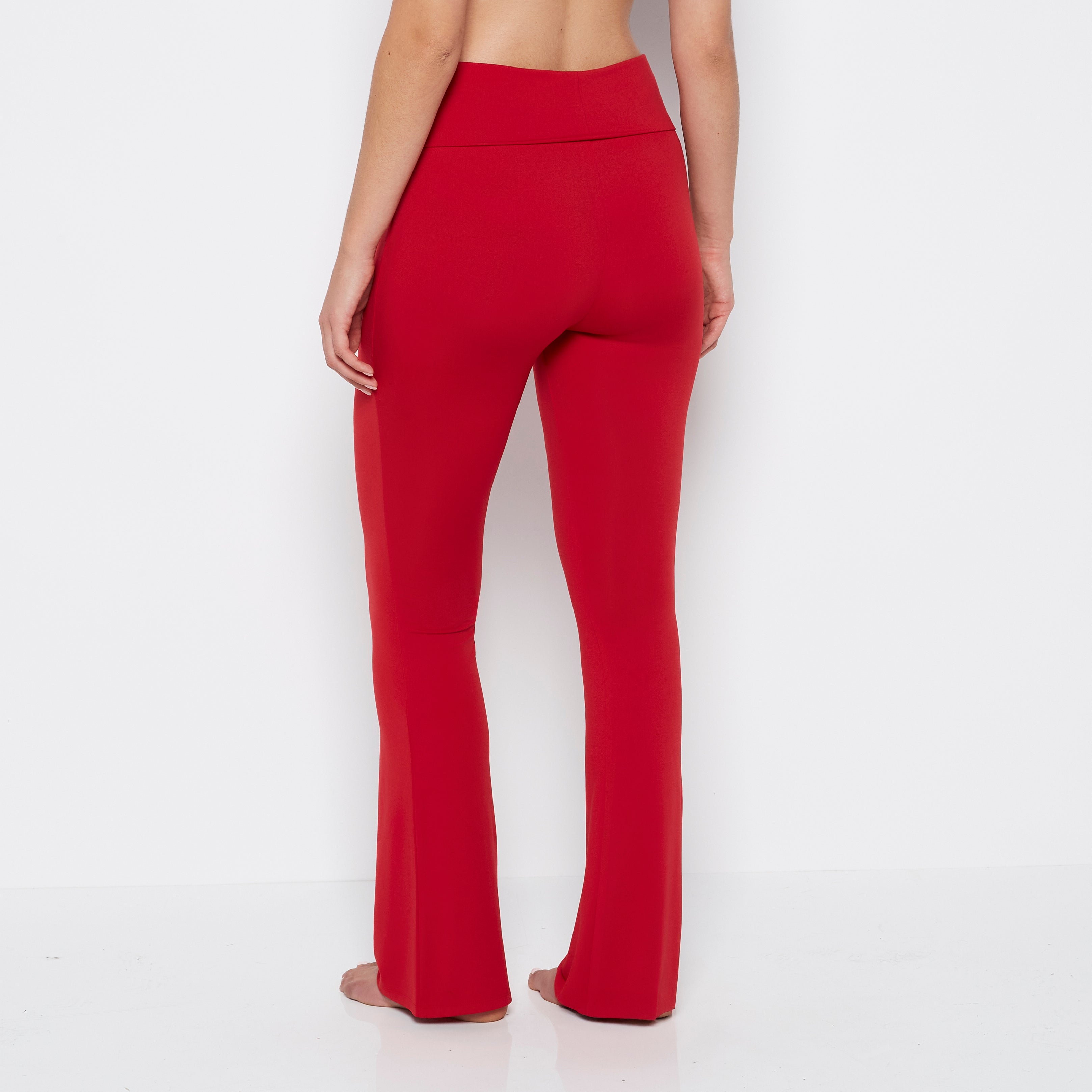 La Senza Brushed Jersey Fold over flare leg pant in Crimson