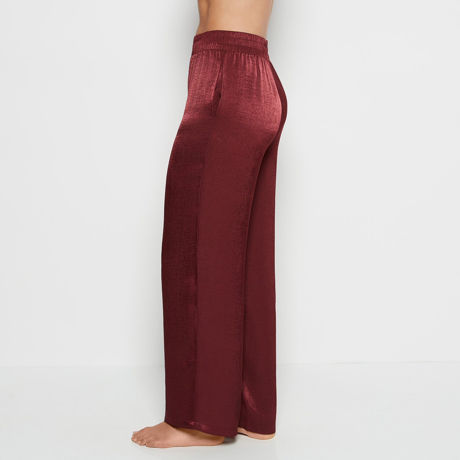 La Senza Satin Sleep Pant with button Front in Russian Ruby