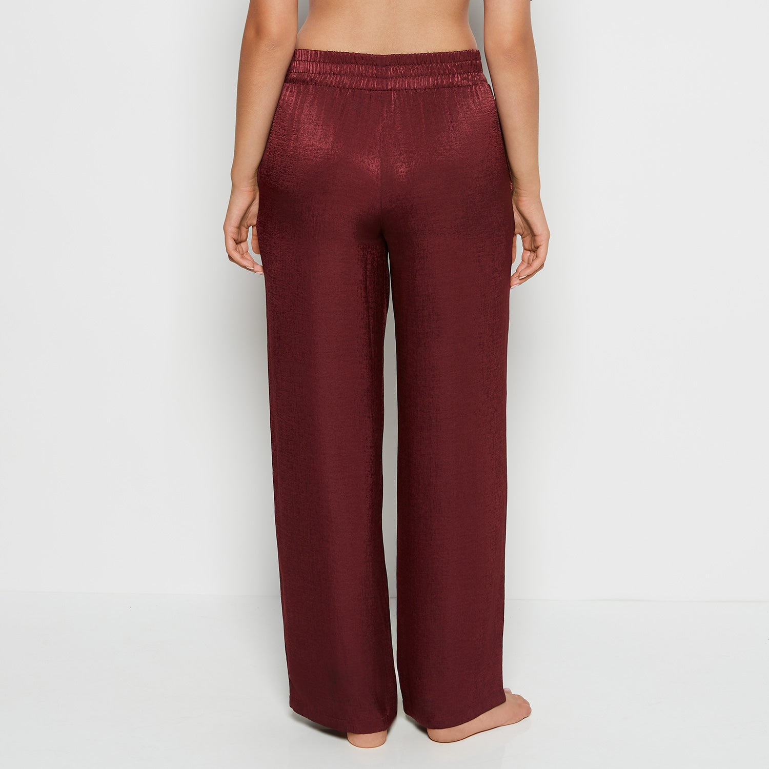 La Senza Satin Sleep Pant with button Front in Russian Ruby