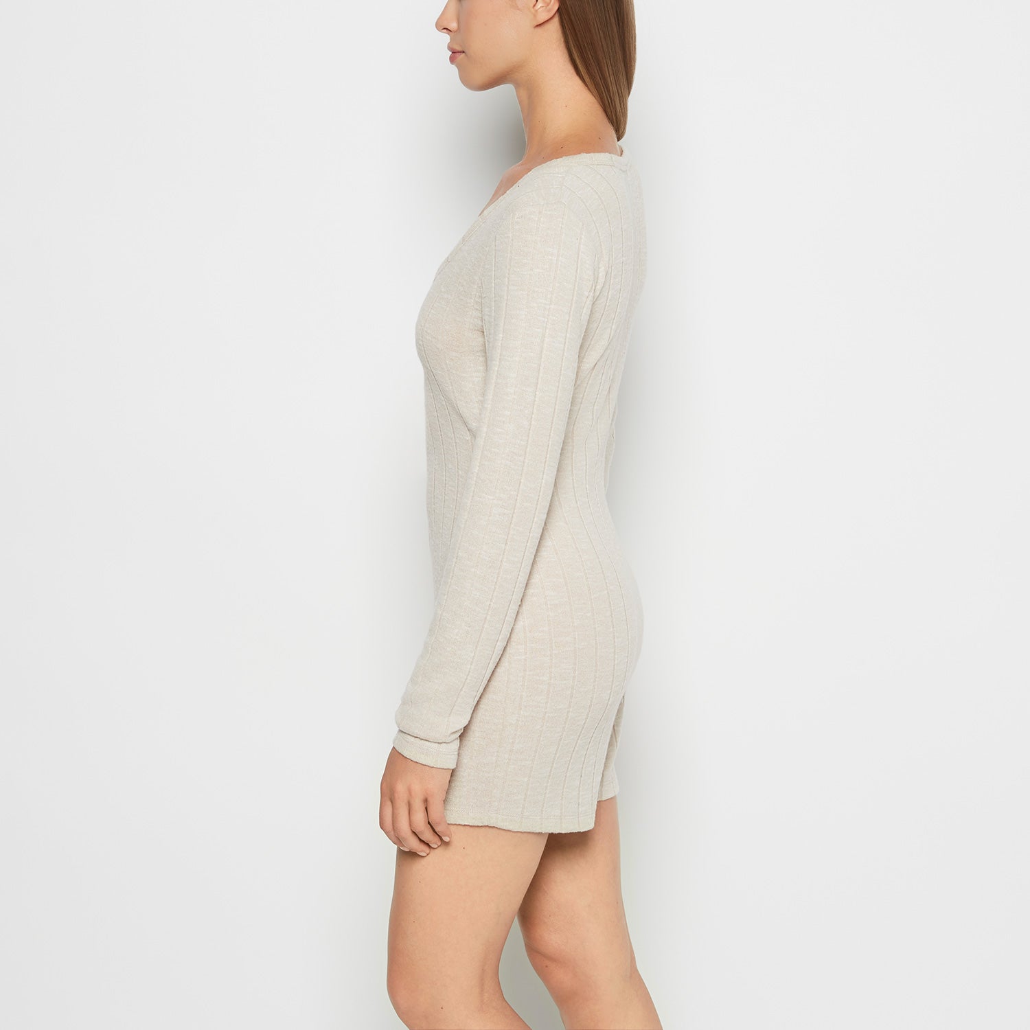 La Senza Placket Front Onesie in Cozy Light Oatmeal